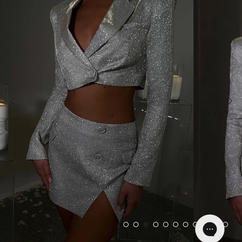 NWT Babyboo Silver Glitter mini skirt (matching blazer in another listing)